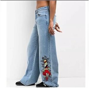 ED HARDY‎ Loose Fit Wide Leg 90s Women's Jeans Retro Size 32/US 12 NWT